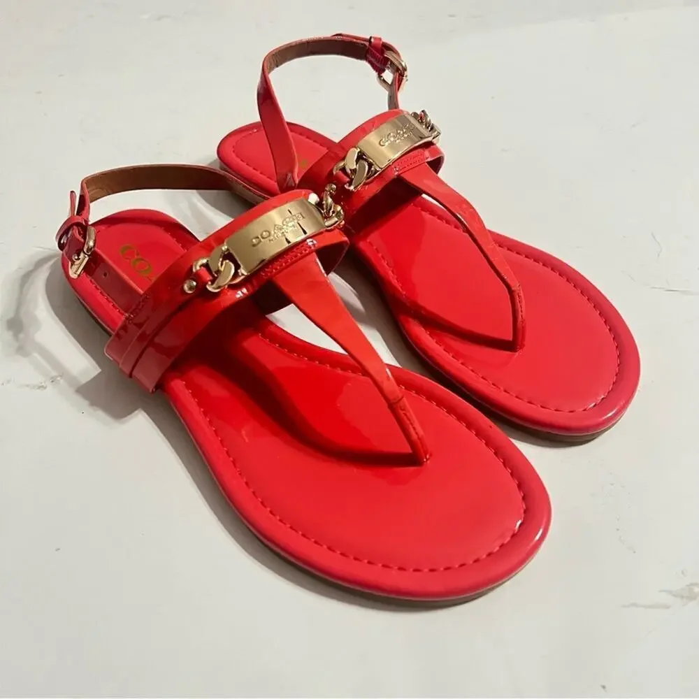COACH CATERINE LOGO HARDWARE FLAT SANDALS